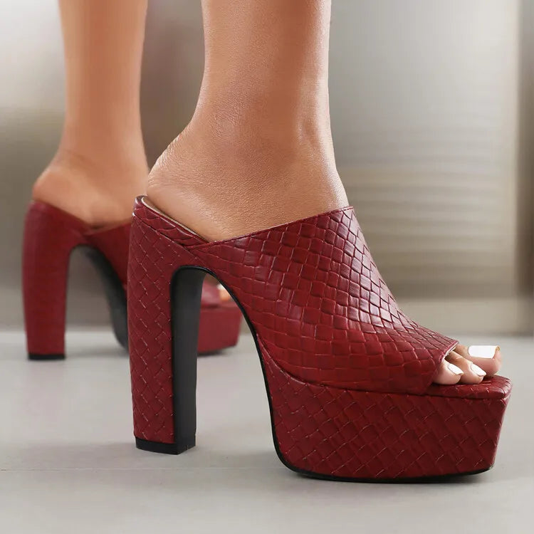 Bianca Leder-Plateausandalen